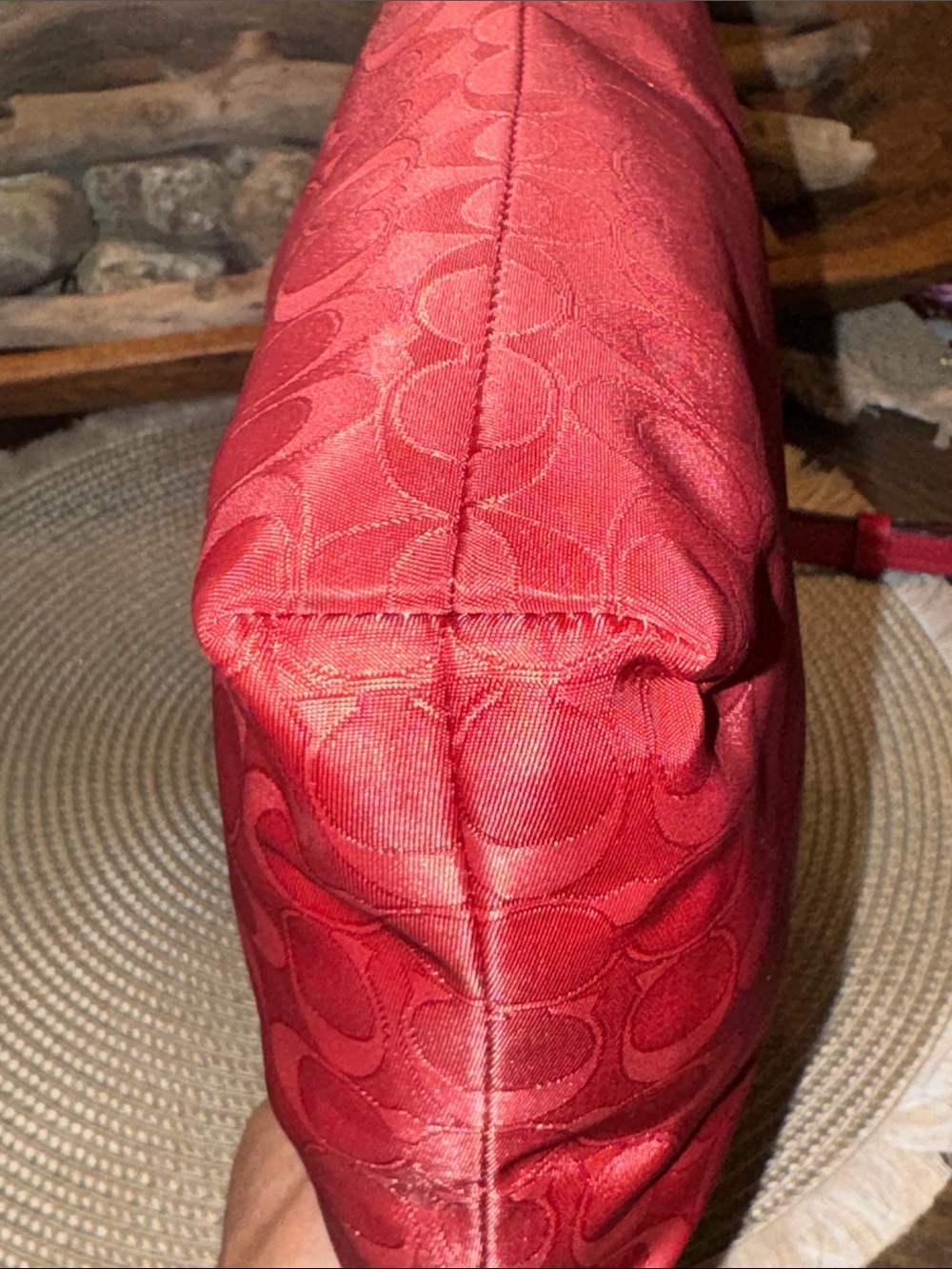 Coach Vintage Red Signature Jacquard Crossbody Bag - Picture 3 of 9